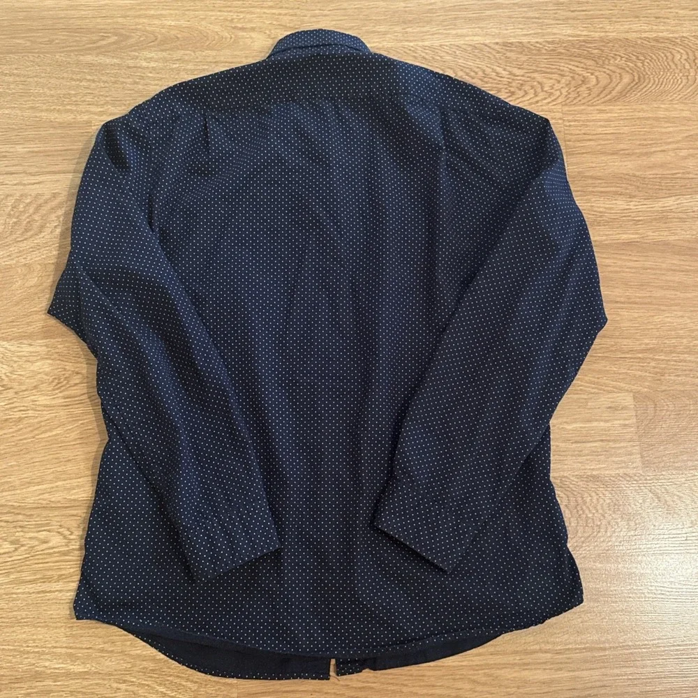 J Crew Shirt Men's Large Slim Blue Geometric Print Long Sleeve Preppy‎